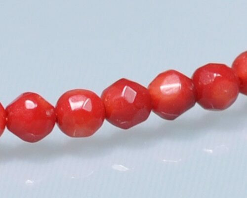 Faceted Red Coral (Dyed) Beads 4mm | Sold By 1 Strand(7.5-8") | BS0014